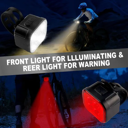 Miniatura 6 de KunHe Bike Lights for Night Riding USB Rechargeable Bike Lights Front and Rear 8+12 Modes Bike Light Set Bicycle Lights Headlight and Taillight Easy