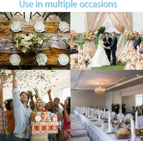 Miniatura 7 de WJWHQ 100 piezas de cintas elásticas de elastano con lazos para sillas, bandas de cubierta de silla con hebilla deslizante para eventos de boda