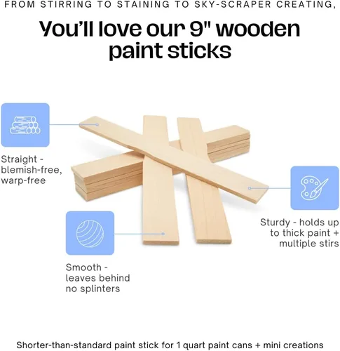 Miniatura 3 de Palos de pintura de 9 pulgadas, caja de 25 agitadores de pintura de madera dura, paletas de mezcla de madera para epoxi o resina, marcadores