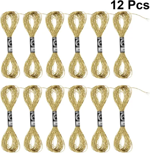 Miniatura 5 de EXCEART Hilo metálico para bordar, 12 hebras de 315 pulgadas, hilo de coser con purpurina para máquina y manual, manualidades, hilo de punto de cruz