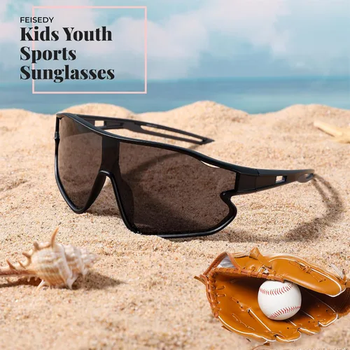 Miniatura 8 de FEISEDY Gafas de sol unisex para jóvenes, gafas de sol de béisbol y tenis, UV400 deportivas para niños y niñas, pantallas de ciclismo B4064