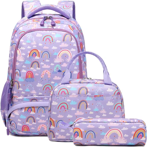 Miniatura 97 de Juego de mochila para niñas y adolescentes, mochila escolar para niños con bolsa para el almuerzo, estuche para lápices, mochilas escolares