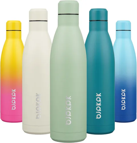 Miniatura 25 de BJPKPK Botellas de agua de acero inoxidable con aislamiento de 17 onzas, mantiene el frío y el calor, brillante oro rosa Oro rosa brillante