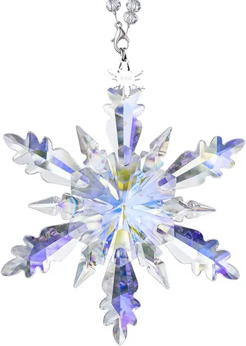 Miniatura 2 de SIYOUKI Adorno de Navidad de ángel de hielo 2023 con caja de regalo, estrella de invierno anual de copo de nieve de cristal, colgante de decoración