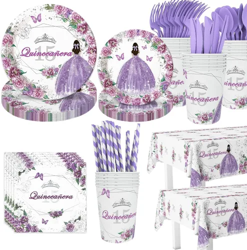 Miniatura 8 de AIBIIN 112 PCS Platos de Fiesta de Princesa, Decoraciones de Cumpleaños de Princesa, Juego de Vajilla de Fiesta de Princesa de Érase Una Vez