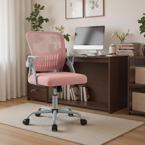 Miniatura 2 de DUMOS Silla de Computadora para Oficina en Casa - Silla Ergonómica de Respaldo Medio con Soporte Lumbar y Modo Mecedor, Altura Ajustable con Brazo
