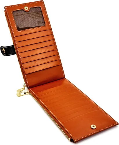 Miniatura 3 de ANDOILT - Cartera de cuero genuino para mujer con bloqueo RFID para tarjeta de crédito con cremallera