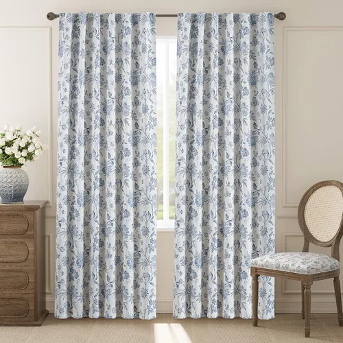 Miniatura 22 de jinchan Cortinas Opacas Florales para Dormitorio, 63 Pulgadas de Largo Cortinas Opacas con Estampado de Flores, Estilo Campo Francés con Pestañas