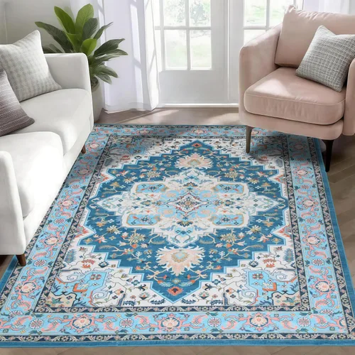 Miniatura 35 de WILLSUN Alfombras lavables de área, alfombras grandes antideslizantes de 5 x 7 pulgadas estilo bohemio para sala de estar, dormitorio, alfombra