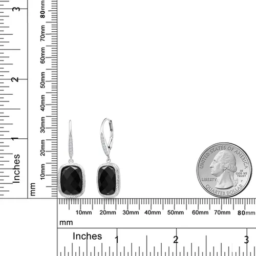 Miniatura 51 de Gem Stone King Aretes colgantes de plata de ley 925 con piedra natal y diamantes blancos cultivados en laboratorio de 4.60 quilates para mujer