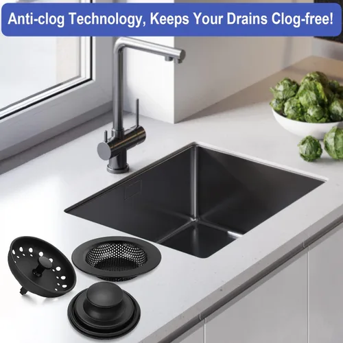Miniatura 6 de Colador de drenaje para fregadero de cocina, paquete de 3 tapones de acero inoxidable, cesta de drenaje antiobstrucción para fregadero de cocina