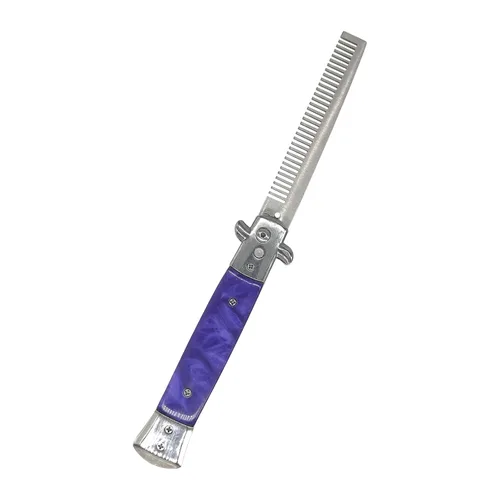 Miniatura 10 de Switchblade - Peine de bolsillo plegable, peine de barba de acero inoxidable para hombres, peines de bigote de dientes finos diseñados para Negro