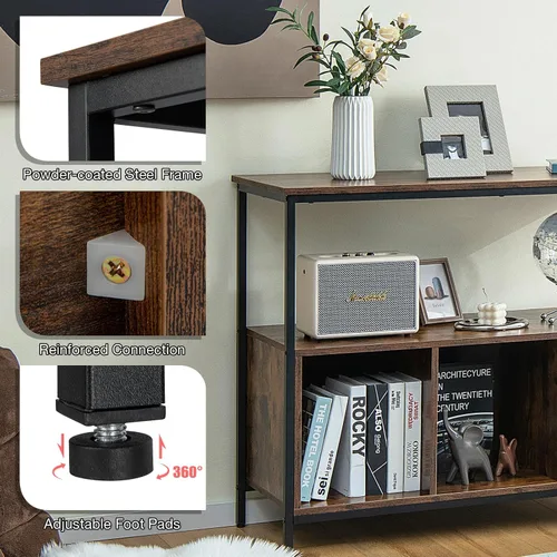 Miniatura 6 de PETSITE Mesa de buffet aparador con gabinete de almacenamiento y estantes, soporte industrial para horno de microondas, estación de barra de café