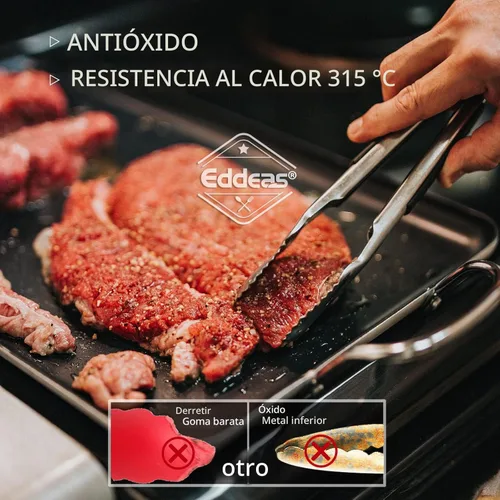 Miniatura 3 de Pinzas para cocinar – Pinzas de cocina de acero inoxidable de 600 grados resistentes al calor, pinzas de bloqueo de metal resistente, perfectas