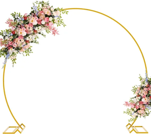 Asee'm Arco de Boda Dorado de 7.2 Pies Soporte de Fondo Redondo Marco Circular Grande de Metal para Globos Florales para Decoraciones de Fiesta