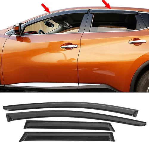 Miniatura 2 de IKON MOTORSPORTS, Visera de ventana compatible con Nissan Murano 2015-2024, estilo delgado, acrílico, negro, sol, lluvia, viento, ventilación