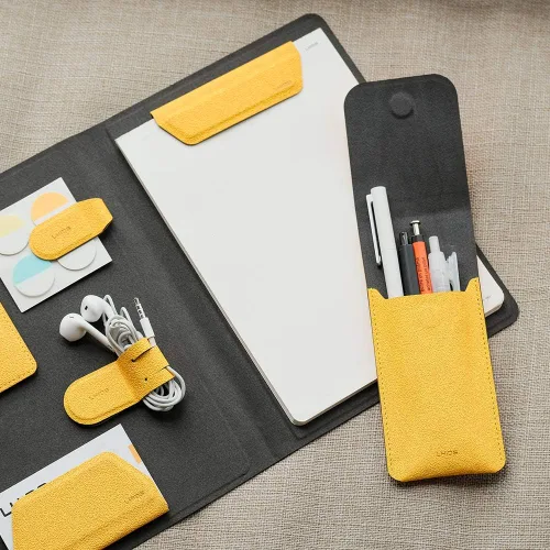 Miniatura 3 de LHiDS Estuche de cuero para lápices, bolsa para tres fuentes, bolígrafos y bolígrafos rollerball, estuche para lápices pequeño, organizador
