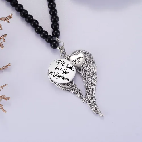 Miniatura 7 de Collar conmemorativo de alas de ángel, regalos conmemorativos para la pérdida de mamá/papá/abuela/abuelo/hijo/hija, adorno conmemorativo para espejo