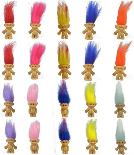 Yintlilocn 20 mini muñecos troll, de PVC vintage, mini figuras de acción de 1.2 pulgadas, decoración para tartas, cromática, adorable colección de