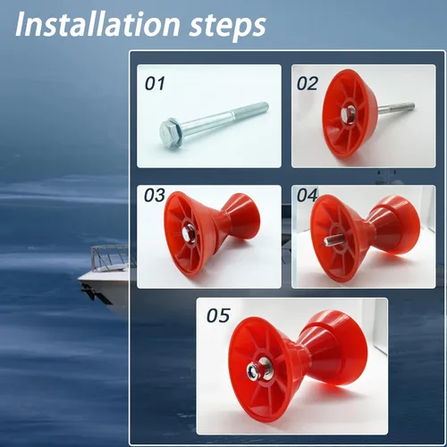 Miniatura 5 de Rodillo de arco de 4 pulgadas para remolque de barco con radios para eje de 1/2 pulgadas Rojo