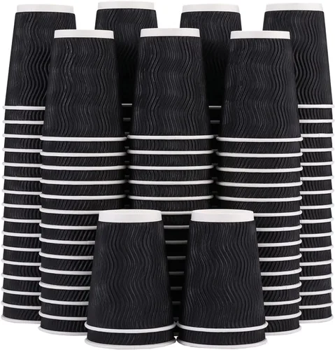 Miniatura 9 de Lamosi Vasos de café de 10 onzas – Paquete de 120, Vasos de Papel Corrugado Aislante Desechables de 10oz, Vasos de Pared Ondulada Kraft para Bebidas