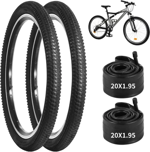 yeesport 2 neumáticos de bicicleta de montaña de 20 x 1.95 pulgadas y 2 tubos de bicicleta de 20 x 1.75 a 2.125 pulgadas, neumáticos de 20 pulgadas