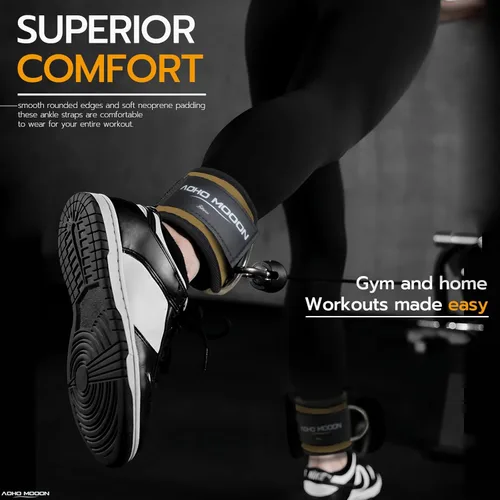 Miniatura 37 de AOHO MOOON Correas de tobillo ajustables y cómodas para máquinas de cable para mujeres, correa de pierna para gimnasio, tobillera para glúteos, Azul