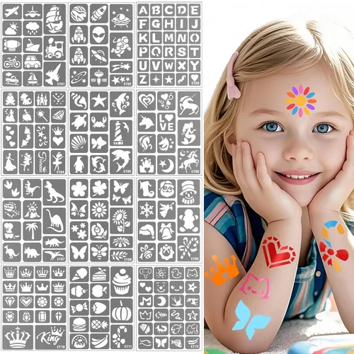 Miniatura 8 de Yazhiji 36 hojas de tatuajes temporales para niños, niñas, adultos, grandes recuerdos de fiesta y decoraciones
