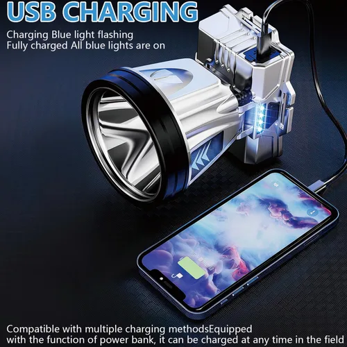 Miniatura 5 de Linterna frontal recargable súper brillante de alta potencia, lámpara LED recargable, luces LED para la frente, faro frontal impermeable con luces