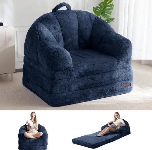 Miniatura 20 de MAXYOYO Sofá Cama Plegable, Sofá Convertible 2 en 1 a Sillón Reclinable, Cómoda Silla Puf Individual para Adultos, Sofá Cama Reclinable de Piso