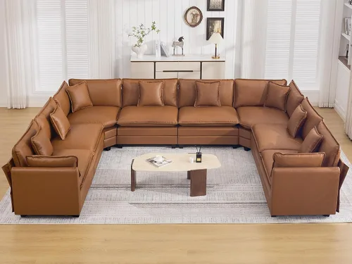 Miniatura 107 de Otomán de Sofá Moderno de Chenille Nube de 35'', Otomán Rectangular para Sofá Seccional Modular, Beige