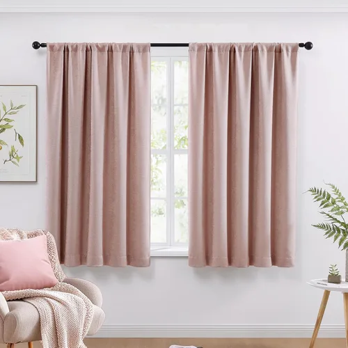 Miniatura 14 de WRENSONGE Cortinas opacas para dormitorio, cortinas opacas negras de 63 pulgadas de largo para sala de estar, ventanas, cocina, habitación, cortinas