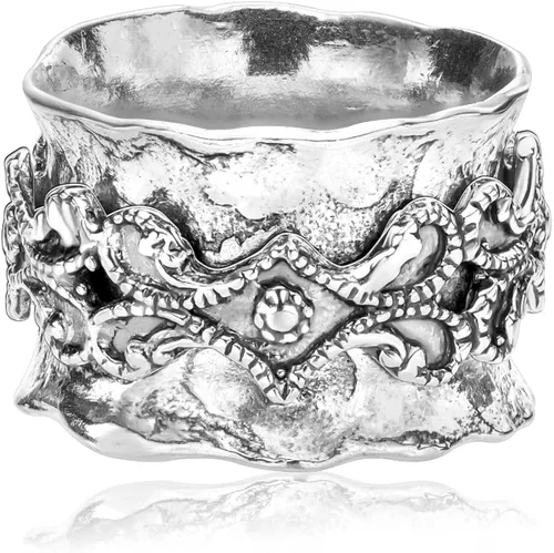 Miniatura 3 de JEAN RACHEL JEWELRY Anillo giratorio de plata de ley 925 para mujeres y hombres, banda de encaje llamativo, oxidado, estilo vintage, hipoalergénico