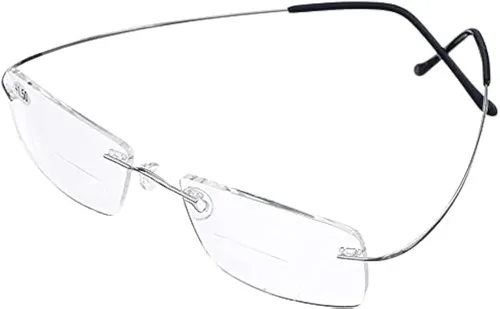Miniatura 6 de Jcerki Lentes de lectura bifocales de aleación de titanio súper ligeros, para hombres y mujeres, lentes de lectura sin montura + estuche para lentes
