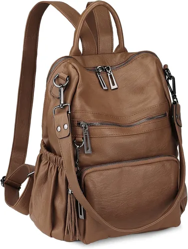 Miniatura 30 de Uromee Mochila de Viaje Monedero para Mujeres Cuero Vegano Damas Moda Borla Bolsa de Hombro Convertible, Grande, Mochilas Daypack