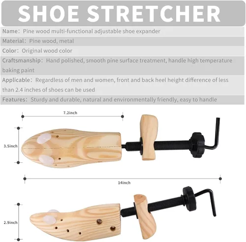 Miniatura 4 de XYH Camilla de zapatos para mujeres y hombres, un par de estiradores de zapatos de madera para mujeres y hombres ajustable en longitud y ancho
