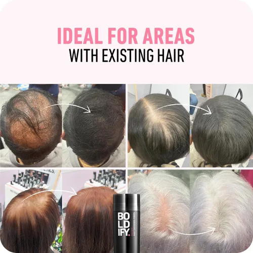 Miniatura 7 de Boldify Build & Conceal Bundle - Fibra capilar y polvo de línea capilar (rubio oscuro): espesante indetectable para cabello fino, retoque