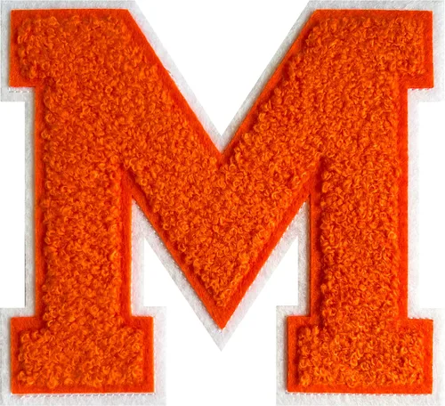 Miniatura 20 de Parche de letras de felpilla naranja de 4.5 pulgadas, alfabeto universitario para planchar y coser para chaquetas, sudaderas, camisetas, jeans