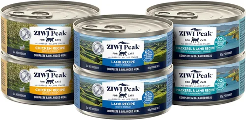 Miniatura 9 de ZIWI Peak - Juego de variedad de comida húmeda para gatos - Ternera, pollo, cordero, caballa y cordero, caballa, venado, paquete de 6 (3 oz cada una)