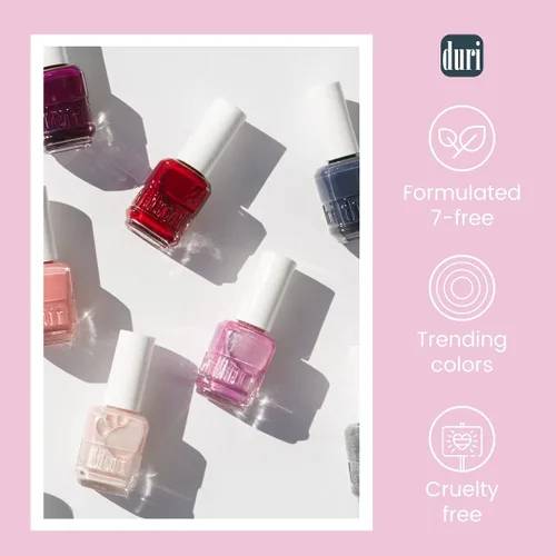 Miniatura 10 de duri Esmalte de uñas, 765 Cyber See, brillo metálico lavanda claro, cobertura completa, secado rápido, larga duración, fácil de aplicar, cosméticos