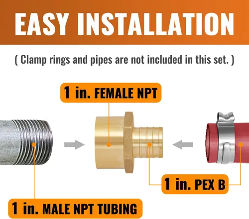 Miniatura 3 de SUNGATOR Paquete de 2 accesorios de latón PEX de 1" a 1" hembra NPT, certificados por