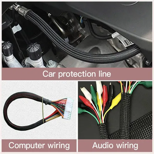 Miniatura 7 de Aicosineg Funda de cable trenzado flexible de PET de 16 pies de ancho de 0.5 pulgadas de ancho, funda de malla de alambre flexible para TV, audio