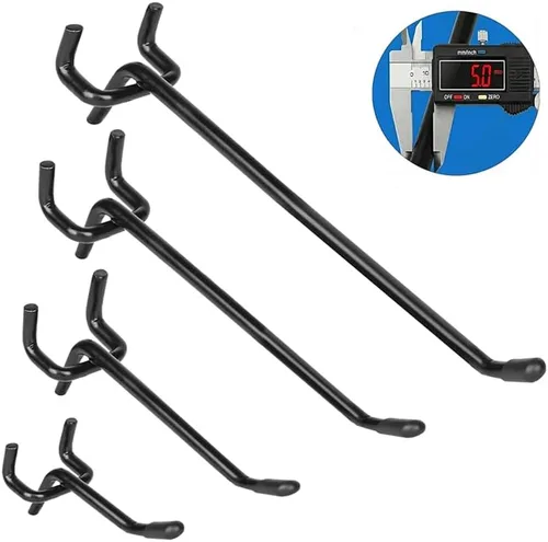 Paquete de 80 ganchos para tablero de clavijas de 2/4/6/8 pulgadas, ganchos negros extra gruesos de 1/4 pulgadas para colgar, accesorios de tablero