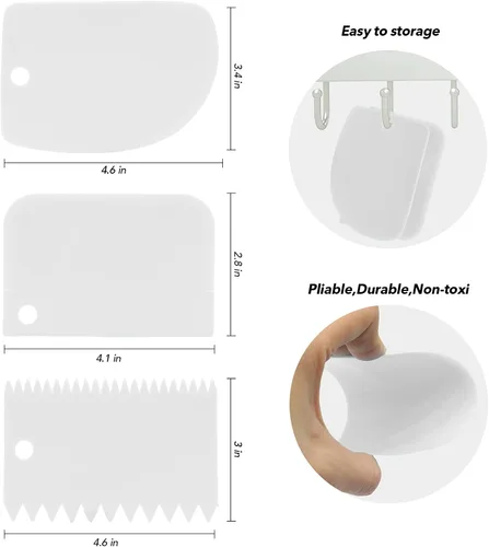 Miniatura 3 de Espátulas de glaseado de acero inoxidable con 3 raspadores más suaves para tartas, juego de espátulas profesionales con 6, 8, 10 pulgadas