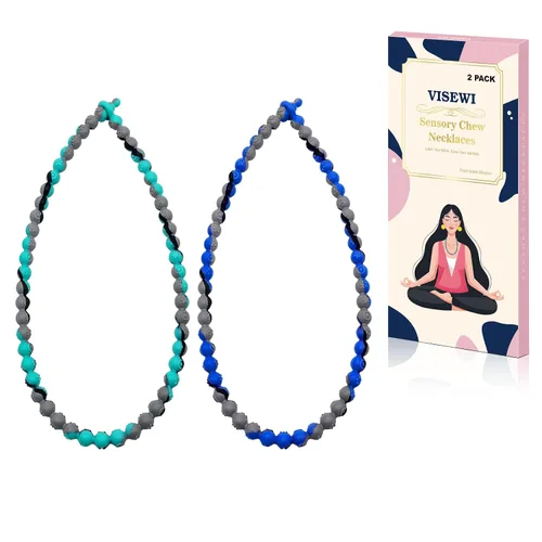 Miniatura 8 de Collar de dentición para bebé, juguetes para rechinar dientes, collar sensorial para masticar para niños, niñas, niños, adultos con autismo, TDAH
