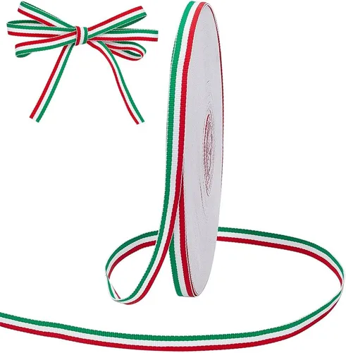 Miniatura 10 de PH PandaHall Cinta de rayas rojas, blancas y verdes, de 50 yardas, bandera italiana, cinta patriótica, decoraciones navideñas italianas, cintas