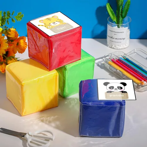 Miniatura 3 de 4 piezas de dados grandes de espuma con bolsillos, para hacer tú mismo, educación, jugar, cubos de dados suaves, aprendizaje y enseñanza, bloques