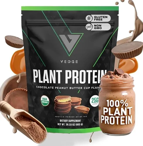 VEDGE Polvo de Proteína Vegana - Polvo de Proteína Vegetal con Guisante, Calabaza y Girasol - Orgánico USDA, Aminoácidos, Sin Lácteos, Sin Gluten,