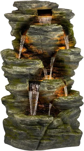 Miniatura 15 de Alpine Corporation Fuente de suelo de cascada para exteriores de 51 pulgadas de alto, diseño resistente a la intemperie con luces LED que cambian