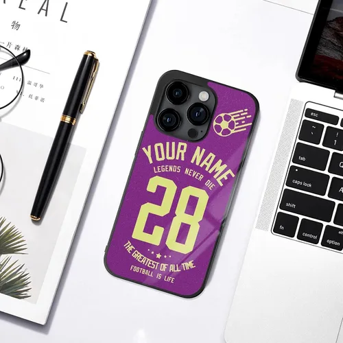 Miniatura 6 de Fundas para teléfono con nombre y números, color morado para iPhone 11 12 13 14 15 16 Pro Max Plus Mini X 7 8 SE para Samsung Galaxy S20 S21 S22 S23